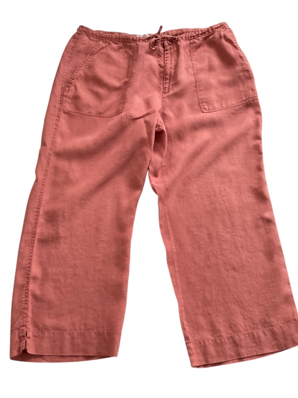 Old Navy 100% Linen Wide Leg Pants Sz 16 Terracotta Pink Coastal Boho Chic Y2K